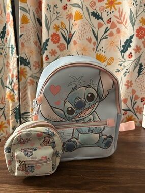 Disney Lilo & Stitch Bioworld Mini Backpack Light Blue NWT + Coin Purse